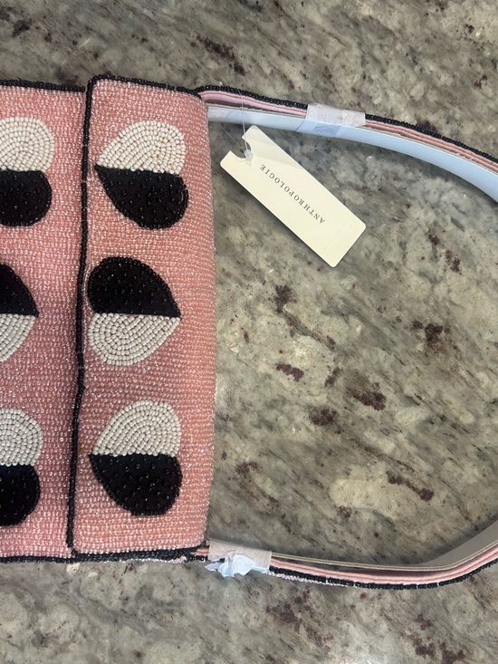 Anthropologie Handbags - Anthropologie Hearts Pink Beaded Crossbody Bag